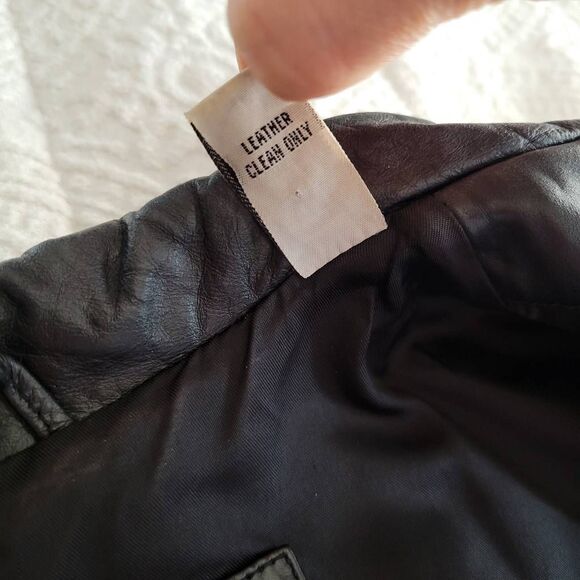 Lord & Taylor Vintage Genuine Leather Blazer Jacket Black American Petite PM - Picture 7 of 9